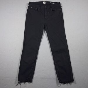 Edwin Jeans Women Size 30 Bree‎ Slim Straight Crop Black Raw Hem